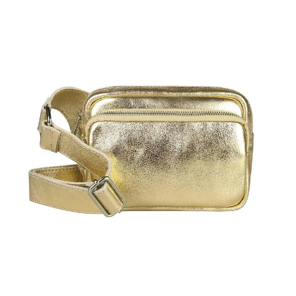 OBC Made in Italy Damen Leder Tasche Crossbody Metallic Hüfttasche Bauchtasche Umhängetasche Bodybag Schultertasche Handytasche Gürteltasche Günstig kaufen