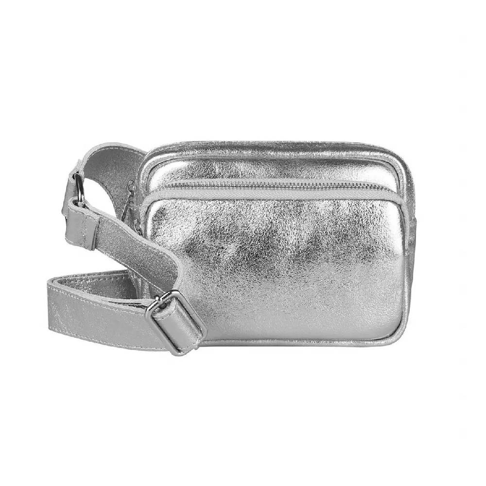 OBC Made in Italy Damen Leder Tasche Crossbody Metallic Hüfttasche Bauchtasche Umhängetasche Bodybag Schultertasche Handytasche Gürteltasche Günstig kaufen