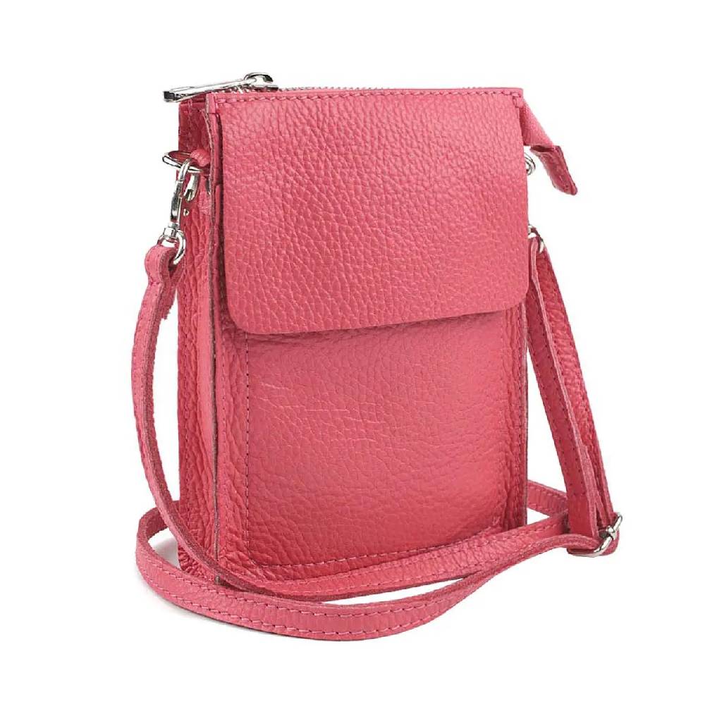 OBC Made in Italy Damen Leder Smartphone Tasche Schultertasche Handytasche Minibag Umhängetasche Geldtasche Ledertasche Crossbody Abendtasche Versandkostenfrei