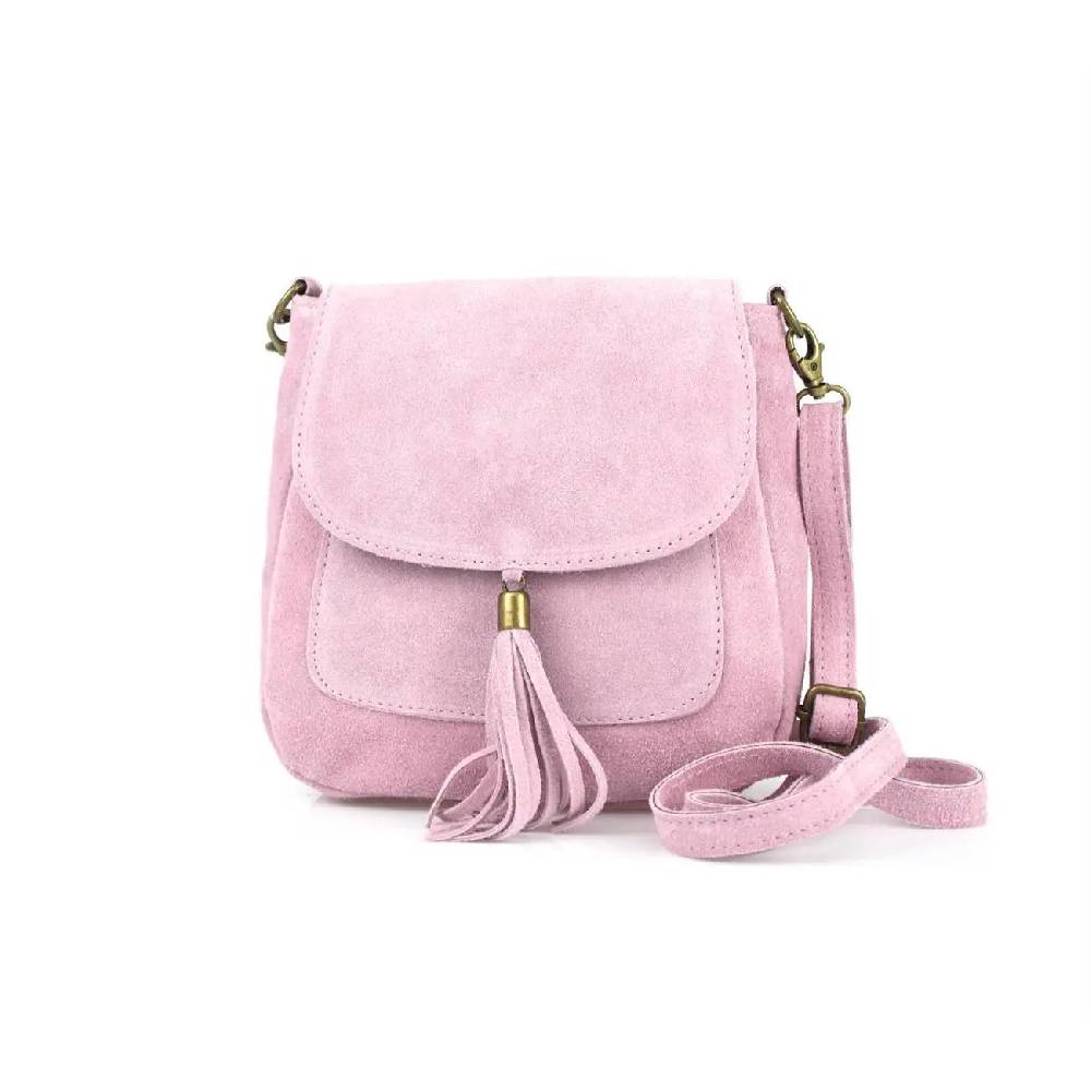 Made in Italy DAMEN LEDER TASCHE Messenger Bag Henkeltasche Wildleder Handtasche Umhängetasche Ledertasche Schultertasche Beuteltasche Fransen Cross-Over Flash Sale
