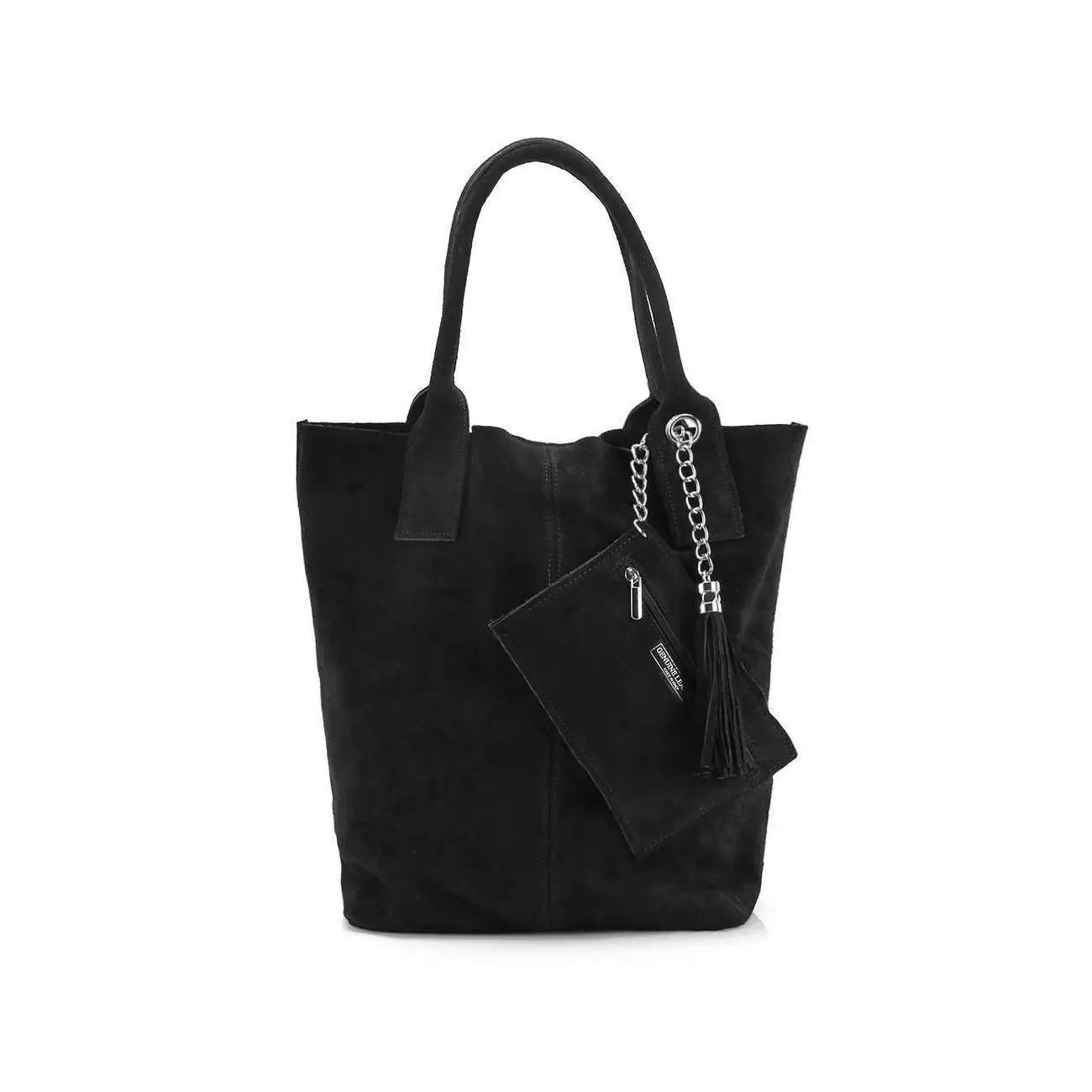 MADE IN ITALY DAMEN XXL LEDER TASCHE Wildleder Shopper Schultertasche + Schmucktasche Cyber Monday