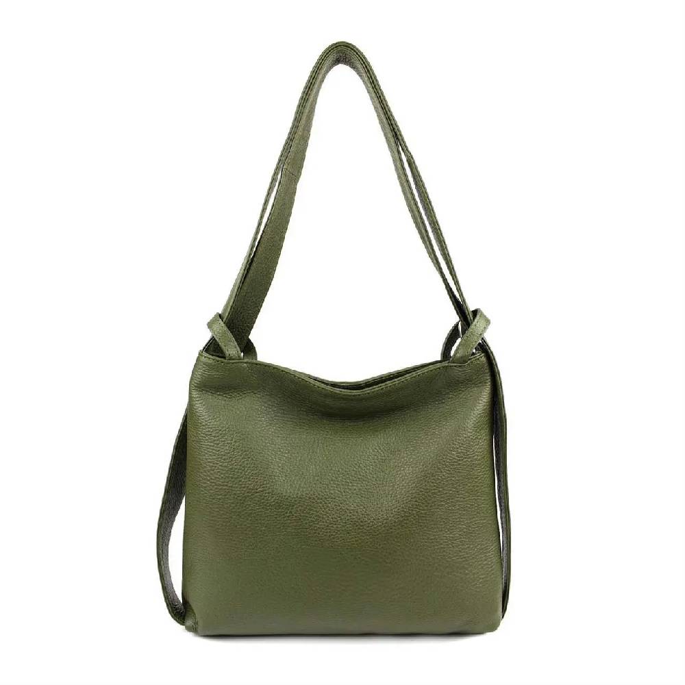 MADE IN ITALY OBC Damen Tasche Rucksack 2in1 Umhängetasche Schultertasche Daypack Rucksacktasche Handtasche Ledertasche klein Osterangebot