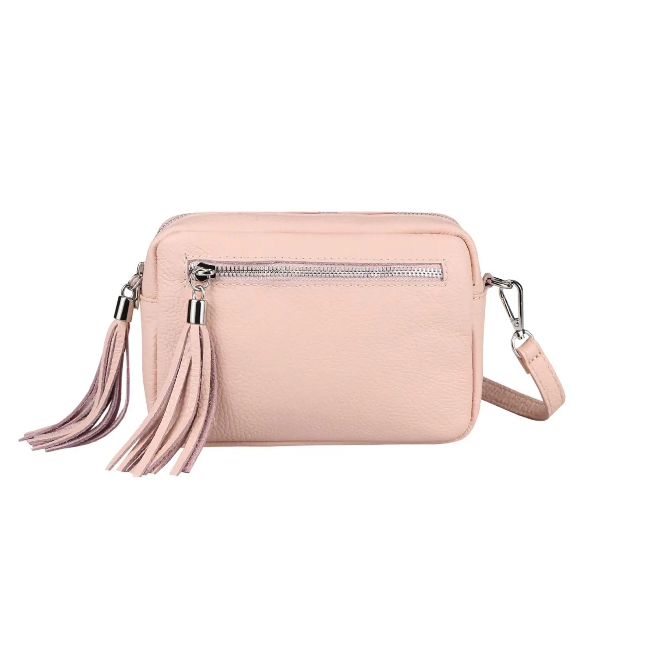 OBC Made in Italy DAMEN LEDER TASCHE Umhängetasche Schultertasche Beuteltasche Cross-Over Cross Bag Glattleder Schmucktasche Fransen Ledertasche Muttertagsangebot