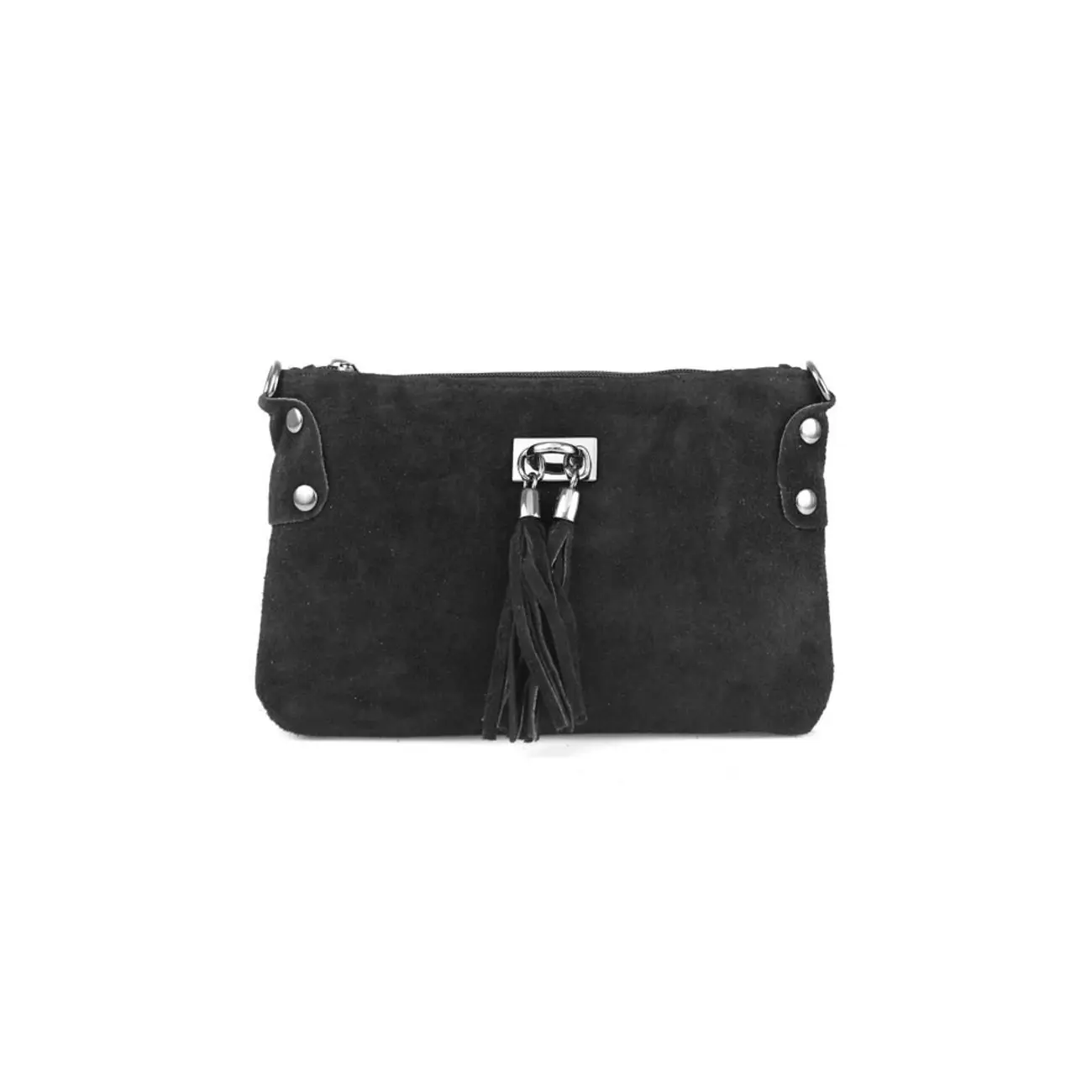 Made in Italy DAMEN LEDER Clutch TASCHE Wildleder Handtasche Umhängetasche Ledertasche Schultertasche Beuteltasche Fransen Cross-Over Heißer Verkauf