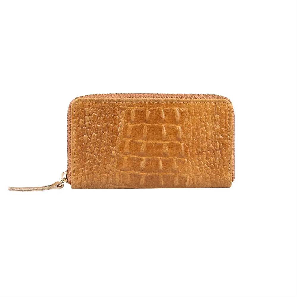 Made in Italy Damen Leder Geldbörse Kroko Wallet Portemonnaie Portafoglio Brieftasche Börse Geldbeutel Ledertasche Kreditkartenetui Neueste Mode
