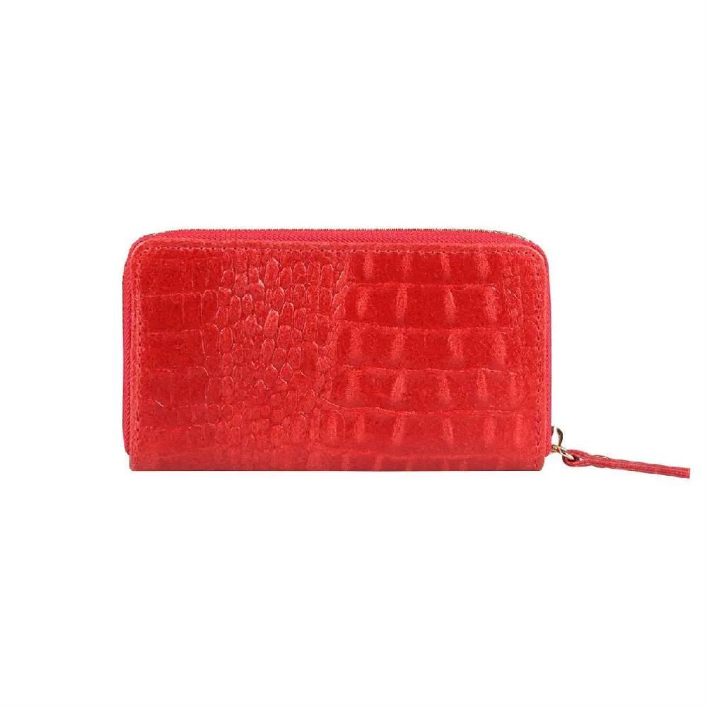 Made in Italy Damen Leder Geldbörse Kroko Wallet Portemonnaie Portafoglio Brieftasche Börse Geldbeutel Ledertasche Kreditkartenetui Neueste Mode