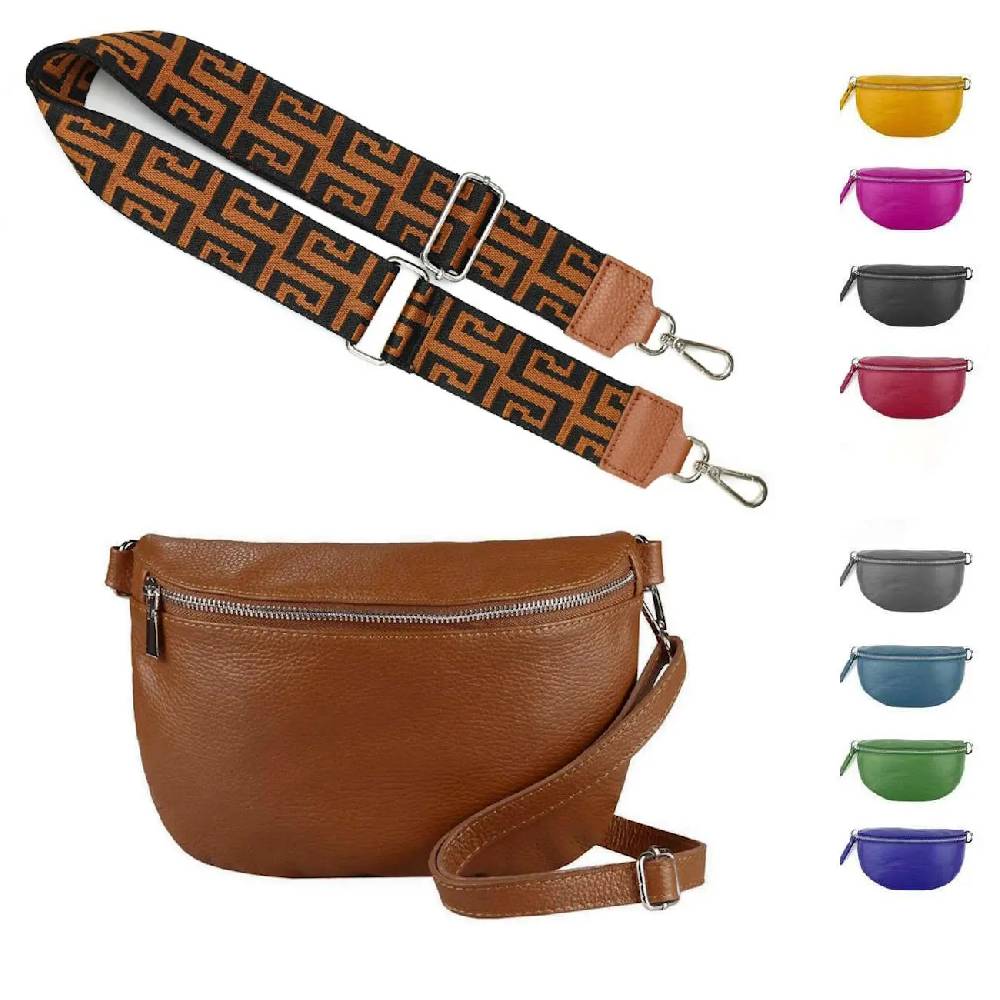 Made in Italy OBC DAMEN SET Gürteltasche + Schultergurt LEDER Crossbody Hüfttasche Bauchtasche Umhängetasche Brusttasche CrossOver Bodybag Schultertasche Handytasche Tasche Bestseller