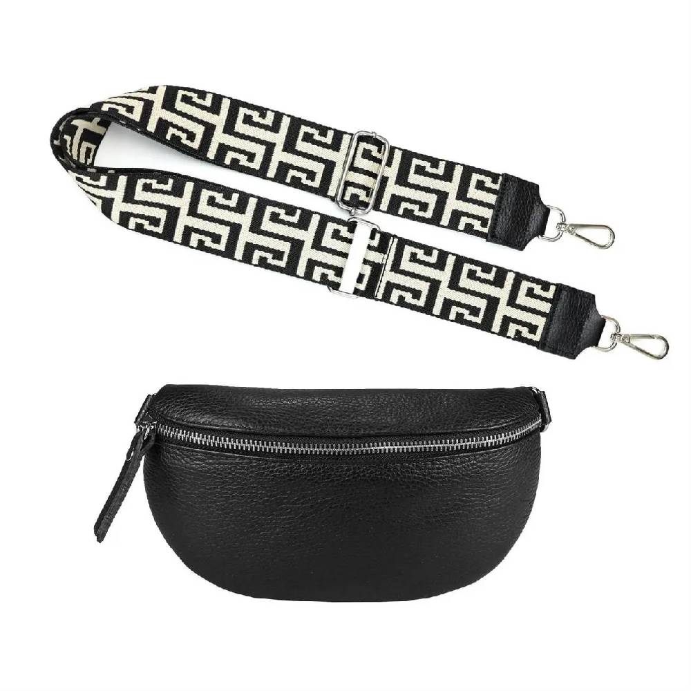 Made in Italy OBC DAMEN SET Gürteltasche + Schultergurt LEDER Crossbody Hüfttasche Bauchtasche Umhängetasche Brusttasche CrossOver Bodybag Schultertasche Handytasche Tasche Bestseller
