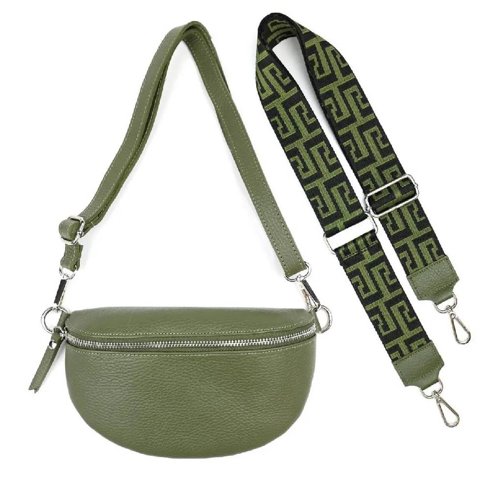 Made in Italy OBC DAMEN SET Gürteltasche + Schultergurt LEDER Crossbody Hüfttasche Bauchtasche Umhängetasche Brusttasche CrossOver Bodybag Schultertasche Handytasche Tasche Bestseller