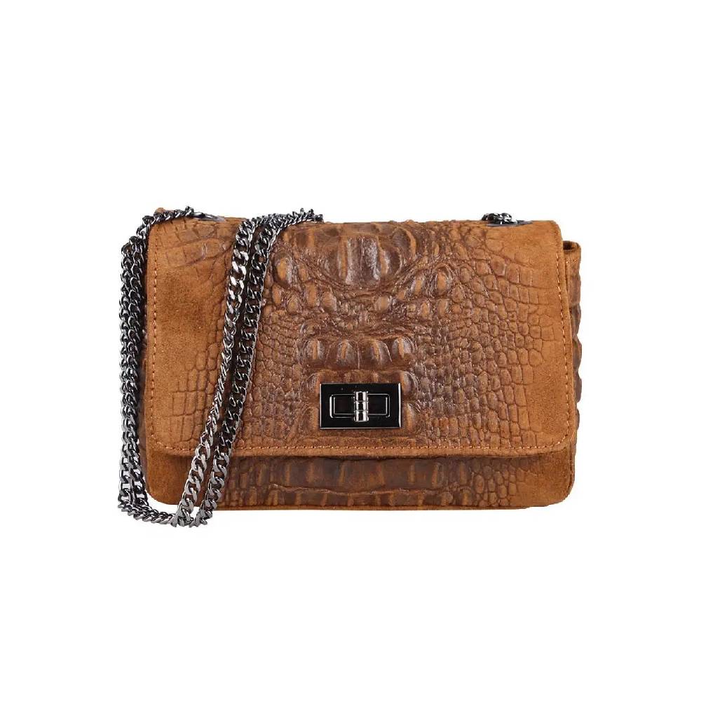 Made in Italy Damen Leder Tasche Kroko-Prägung Kette Henkeltasche Clutch Wildleder Handtasche Ledertasche Schultertasche Riesige Ersparnisse