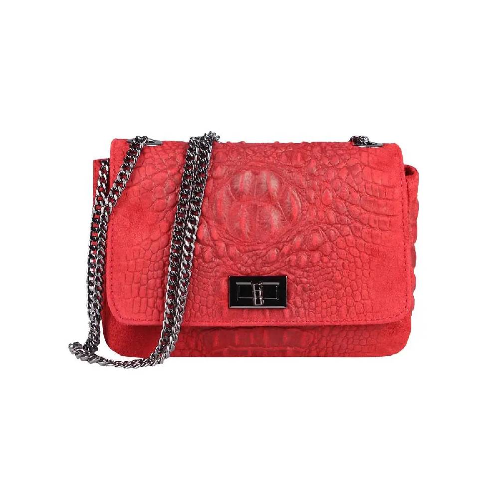 Made in Italy Damen Leder Tasche Kroko-Prägung Kette Henkeltasche Clutch Wildleder Handtasche Ledertasche Schultertasche Riesige Ersparnisse