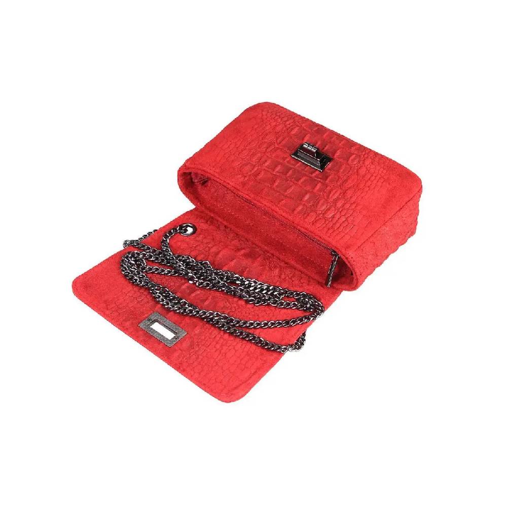 Made in Italy Damen Leder Tasche Kroko-Prägung Kette Henkeltasche Clutch Wildleder Handtasche Ledertasche Schultertasche Riesige Ersparnisse