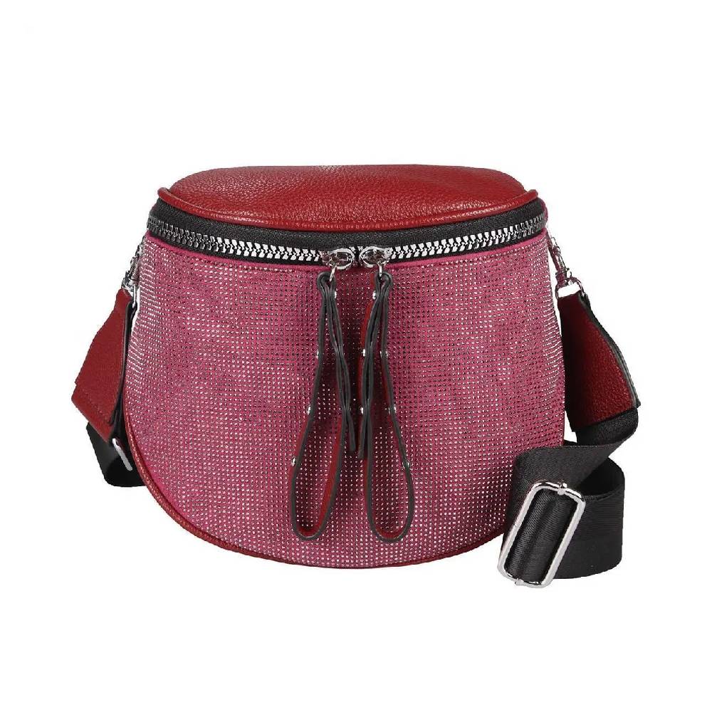 DAMEN TASCHEN SET 2in1 Schultertasche + Schmucktasche Strasssteine Umhängetasche Crossbody Crossover Leder Optik Handtasche Metallic Shopper Begrenzte Freigabe