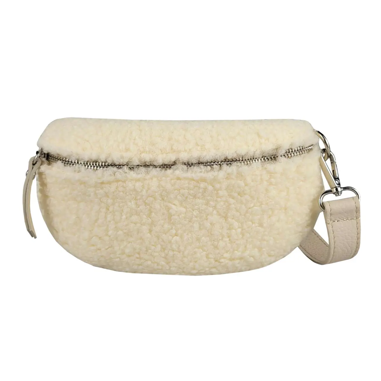 Made in Italy DAMEN LEDER Gürteltasche Crossbody Teddyfell Bauchtasche Hüfttasche Kunstfell Umhängetasche Brusttasche CrossOver Bodybag Schultertasche Teddy Pelz Fell Plüsch Letzte 2 Tage