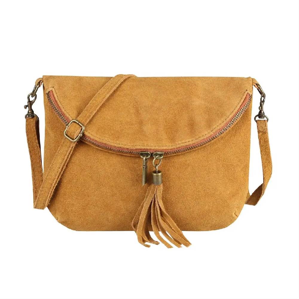 Made in Italy DAMEN LEDER TASCHE Henkeltasche Wildleder Handtasche Umhängetasche Ledertasche Schultertasche Beuteltasche Fransen Cross-Over Clutchtasche Discount Store für neue Produkte