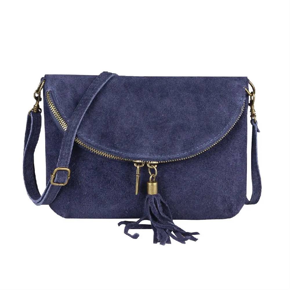 Made in Italy DAMEN LEDER TASCHE Henkeltasche Wildleder Handtasche Umhängetasche Ledertasche Schultertasche Beuteltasche Fransen Cross-Over Clutchtasche Discount Store für neue Produkte
