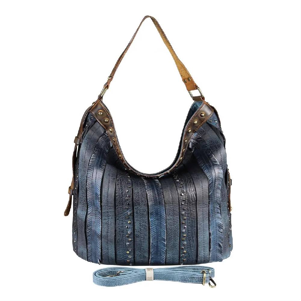 OBC DAMEN TASCHE HANDTASCHE Hobo Bag Schultertasche Nietentasche Shopper Strasssteine Umhängetasche Henkeltasche Beuteltasche Kunst-Leder Speichern exportieren
