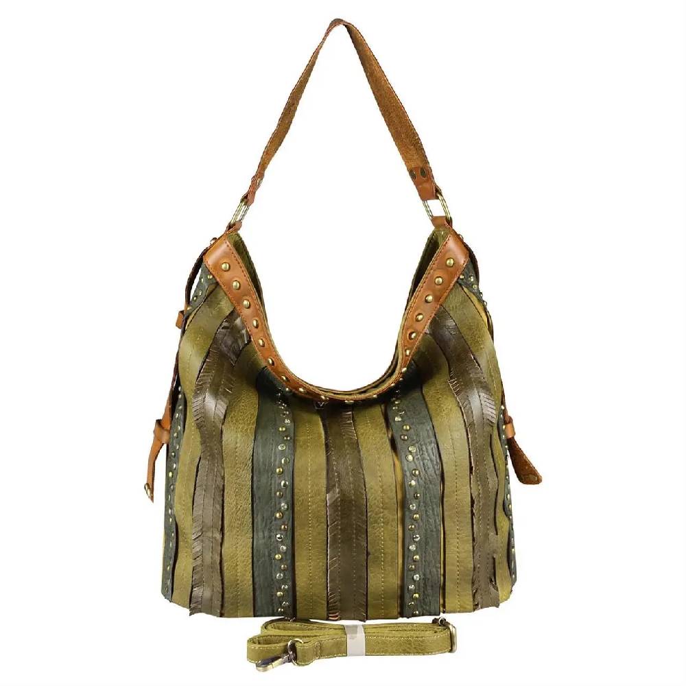 OBC DAMEN TASCHE HANDTASCHE Hobo Bag Schultertasche Nietentasche Shopper Strasssteine Umhängetasche Henkeltasche Beuteltasche Kunst-Leder Speichern exportieren