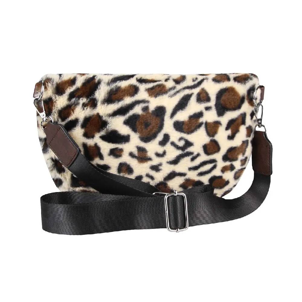 OBC DAMEN LEOPARDEN PRINT Tasche Teddyfell Plüsch Bauchtasche Hüfttasche Schultertasche Fell Bodybag Umhängetasche Crossbody Teddyplüsch Handytasche Crossbag Gürteltasche Wintertasche Fabrikpreis