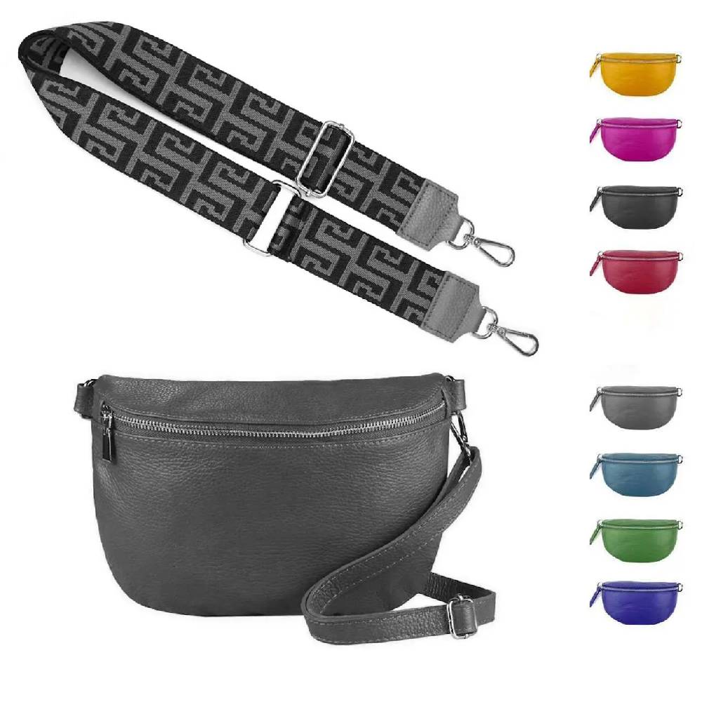 Made in Italy OBC DAMEN SET Gürteltasche + Schultergurt LEDER Crossbody Hüfttasche Bauchtasche Umhängetasche Brusttasche CrossOver Bodybag Schultertasche Handytasche Geldtasche Tasche Kosmetiktasche Flash Sale