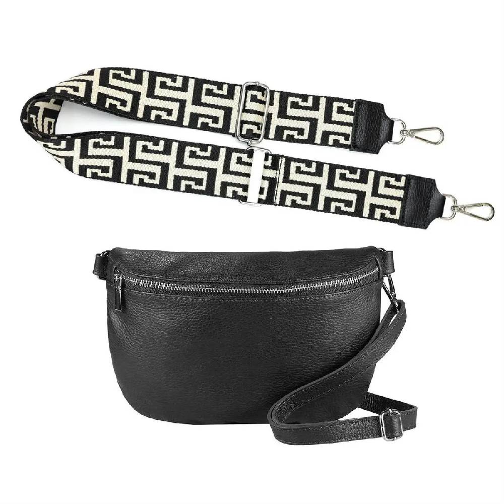 Made in Italy OBC DAMEN SET Gürteltasche + Schultergurt LEDER Crossbody Hüfttasche Bauchtasche Umhängetasche Brusttasche CrossOver Bodybag Schultertasche Handytasche Geldtasche Tasche Kosmetiktasche Flash Sale