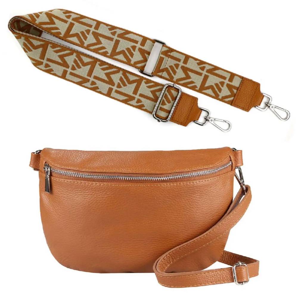 Made in Italy OBC DAMEN SET Gürteltasche + Schultergurt LEDER Crossbody Hüfttasche Bauchtasche Umhängetasche Brusttasche CrossOver Bodybag Schultertasche Handytasche Tasche Black Friday