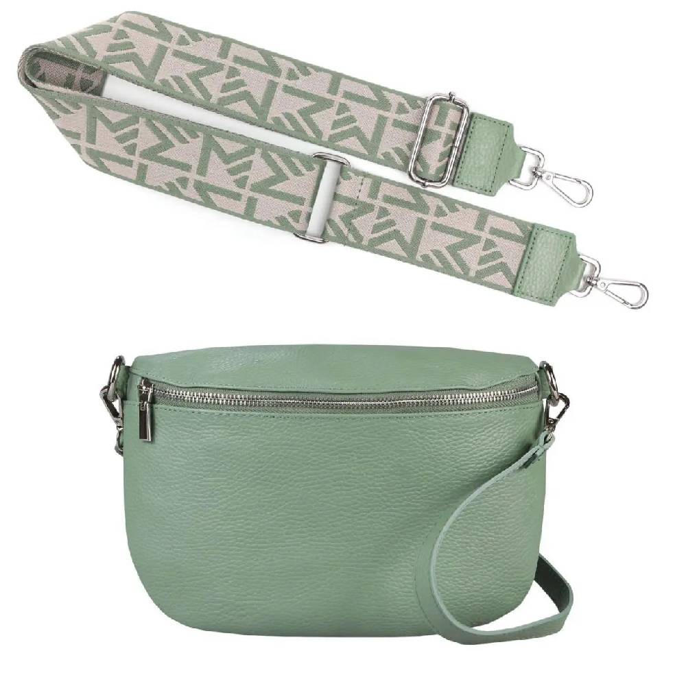 Made in Italy OBC DAMEN SET Gürteltasche + Schultergurt LEDER Crossbody Hüfttasche Bauchtasche Umhängetasche Brusttasche CrossOver Bodybag Schultertasche Handytasche Tasche Black Friday