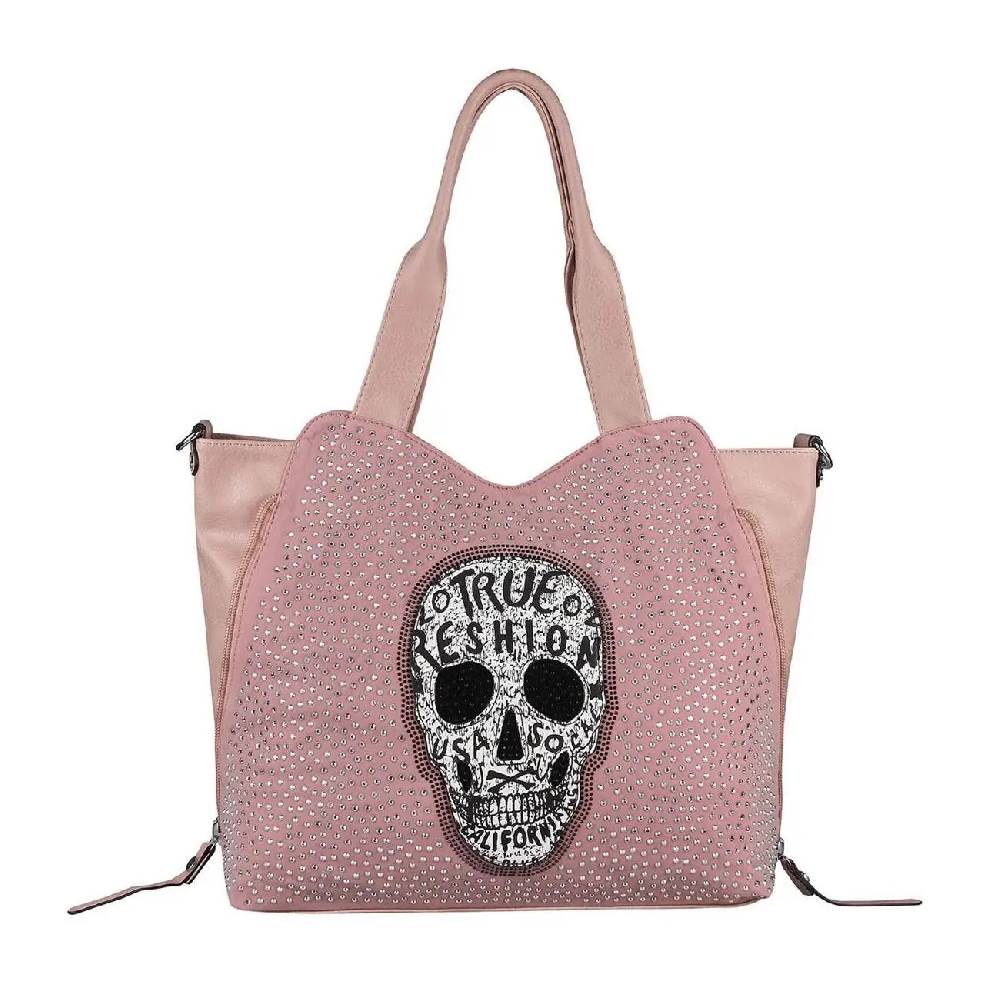 OBC XXL Damen Totenkopf Tasche Handtasche Skulls Shopper Beuteltasche Schultertasche Umhängetache Reisetasche Weekender Schädel Gothic Bag Lagerräumung