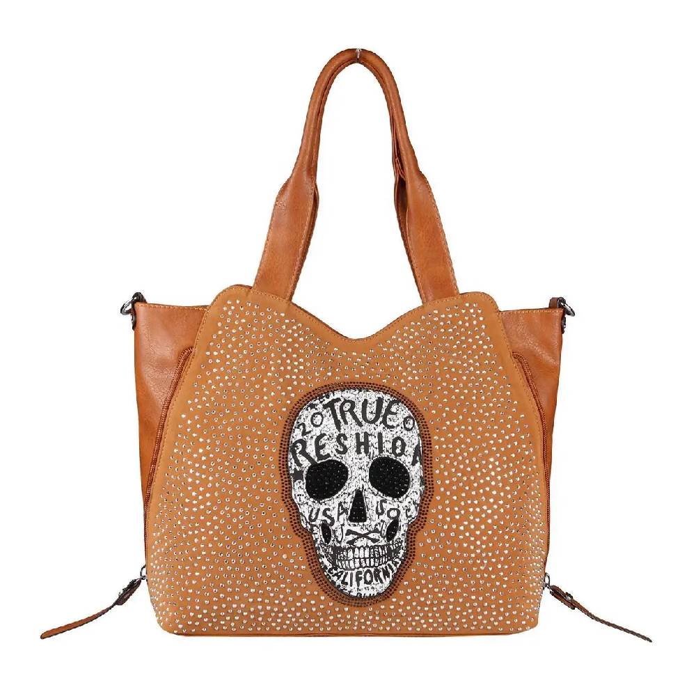 OBC XXL Damen Totenkopf Tasche Handtasche Skulls Shopper Beuteltasche Schultertasche Umhängetache Reisetasche Weekender Schädel Gothic Bag Lagerräumung