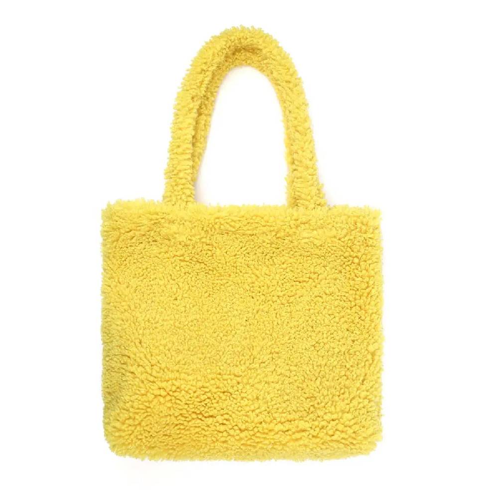 Made in Italy Damen Teddyfell Tasche Shopper Tote Bag Handtasche Plüsch Schultertasche Teddytasche Pelz Damentasche Felltasche Wintertasche Top Angebot