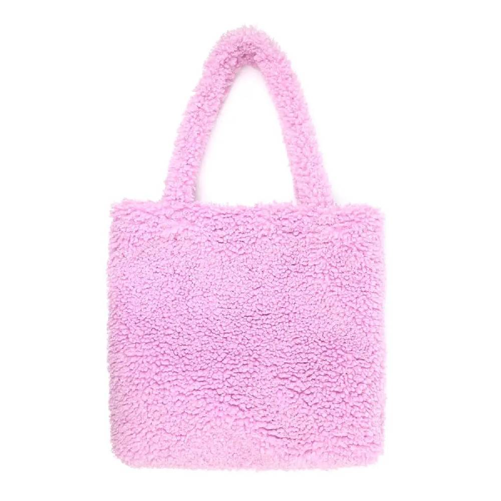 Made in Italy Damen Teddyfell Tasche Shopper Tote Bag Handtasche Plüsch Schultertasche Teddytasche Pelz Damentasche Felltasche Wintertasche Top Angebot