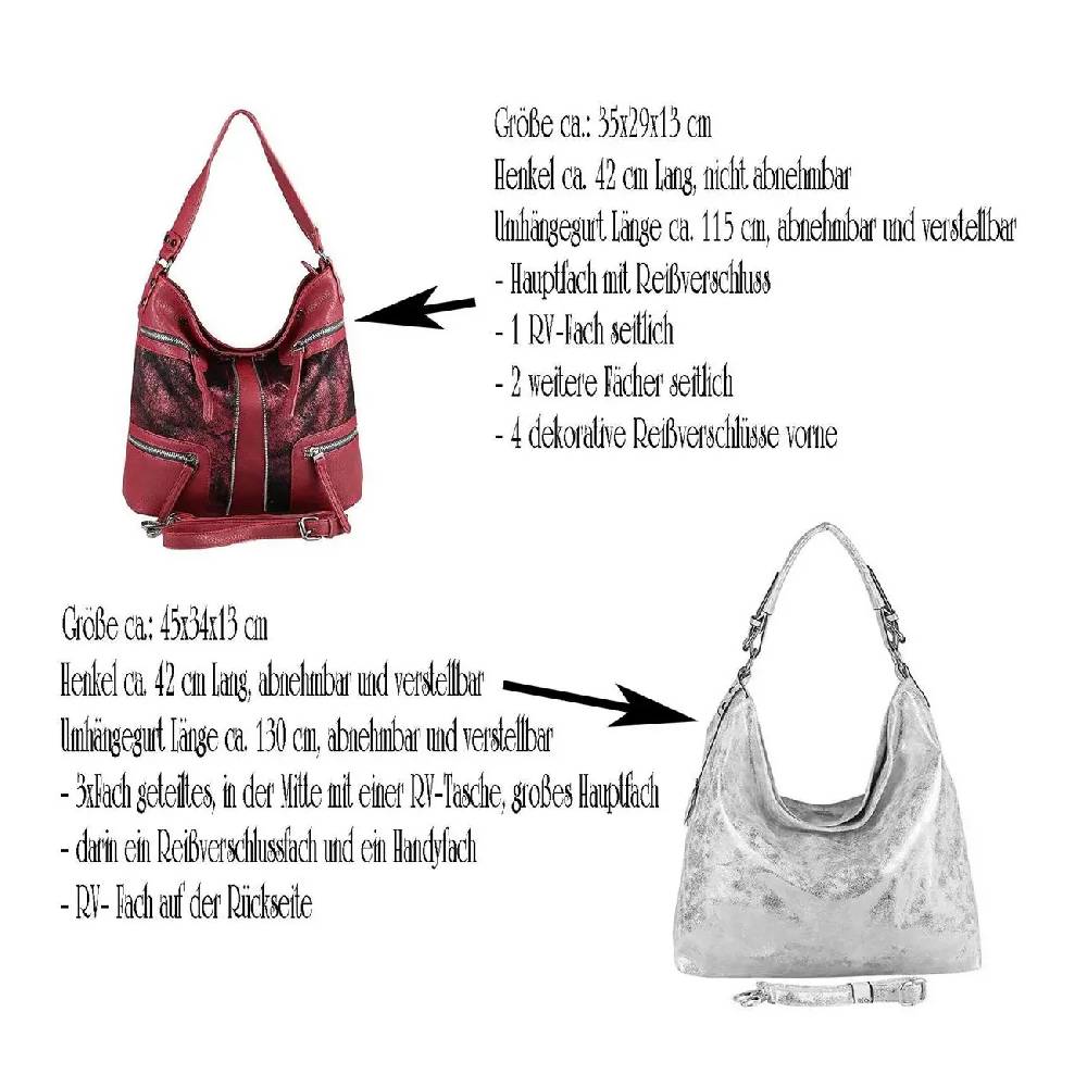 OBC DAMEN METALLIC TASCHE SHOPPER Hobo-Bag Henkeltasche Handtasche Schultertasche CROSS-OVER Umhängetasche Beuteltasche Neueste Mode