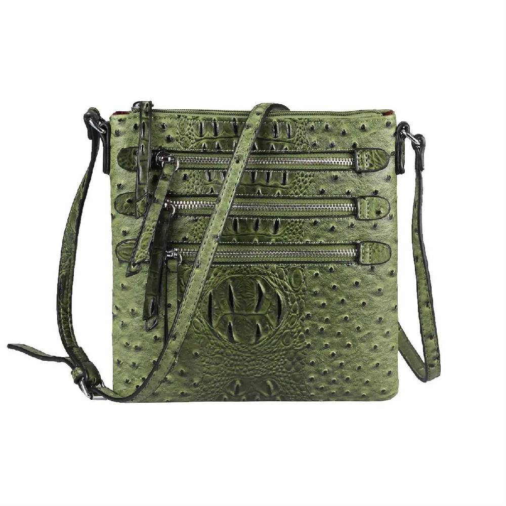 OBC Damen Tasche Kroko-Strauss Optik Schultertasche Umhängetasche Crossbody Bag Online Outlet
