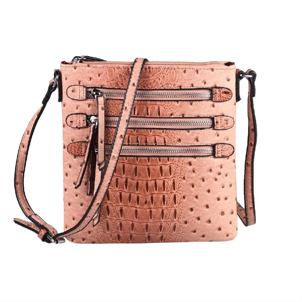 OBC Damen Tasche Kroko-Strauss Optik Schultertasche Umhängetasche Crossbody Bag Online Outlet