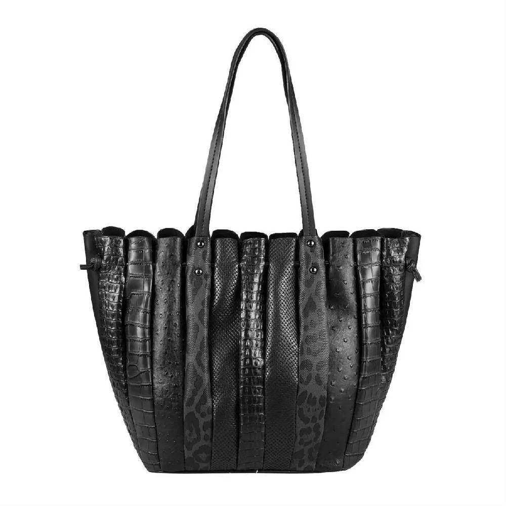 OBC XXL DAMEN TASCHE Shopper Handtasche Arbeit Bag Umhängetasche Schultertasche Leder Optik Kroko Strauß Leoparden Print Blitzangebot