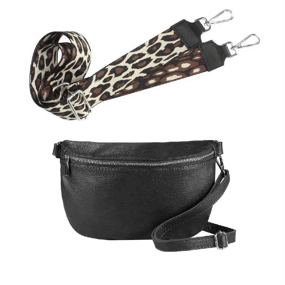 Made in Italy OBC DAMEN SET Gürteltasche + Schultergurt LEDER Crossbody Hüfttasche Bauchtasche Umhängetasche Brusttasche CrossOver Bodybag Schultertasche Handytasche Geldtasche Tasche Kosmetiktasche Räumungsverkauf