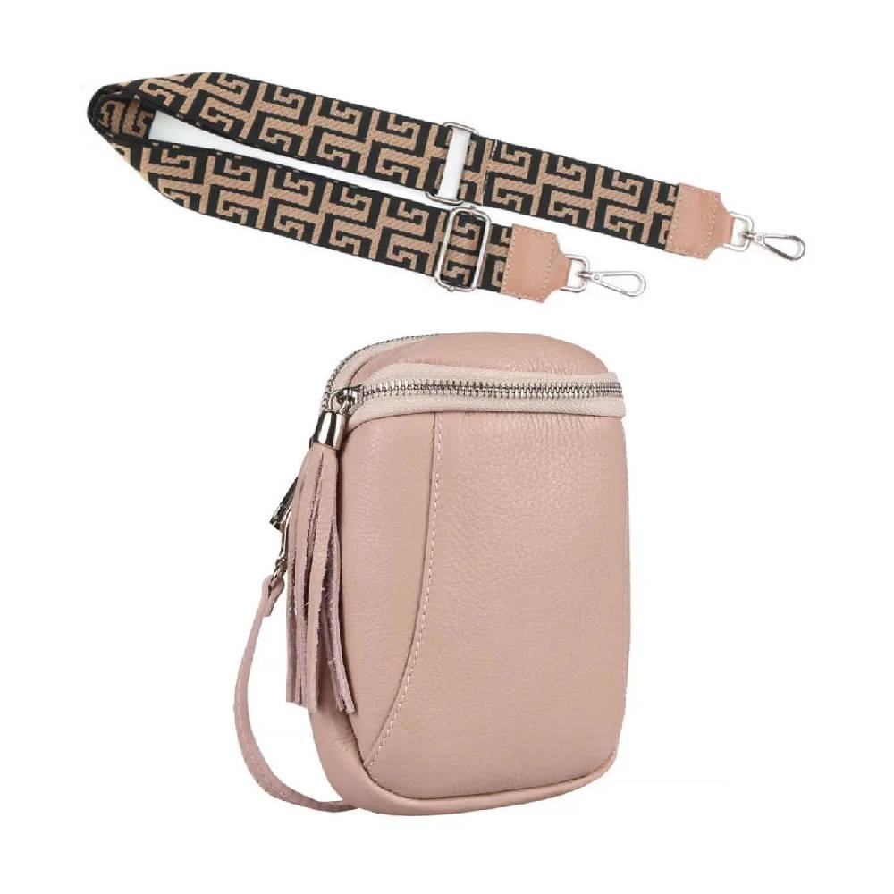 Made in Italy OBC DAMEN SET Schultertasche + Schultergurt LEDER Crossbody Umhängetasche Brusttasche CrossOver Bodybag Schultertasche Handytasche Geldtasche Tasche Kosmetiktasche Tiefpreis