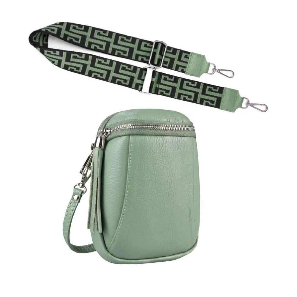 Made in Italy OBC DAMEN SET Schultertasche + Schultergurt LEDER Crossbody Umhängetasche Brusttasche CrossOver Bodybag Schultertasche Handytasche Geldtasche Tasche Kosmetiktasche Tiefpreis