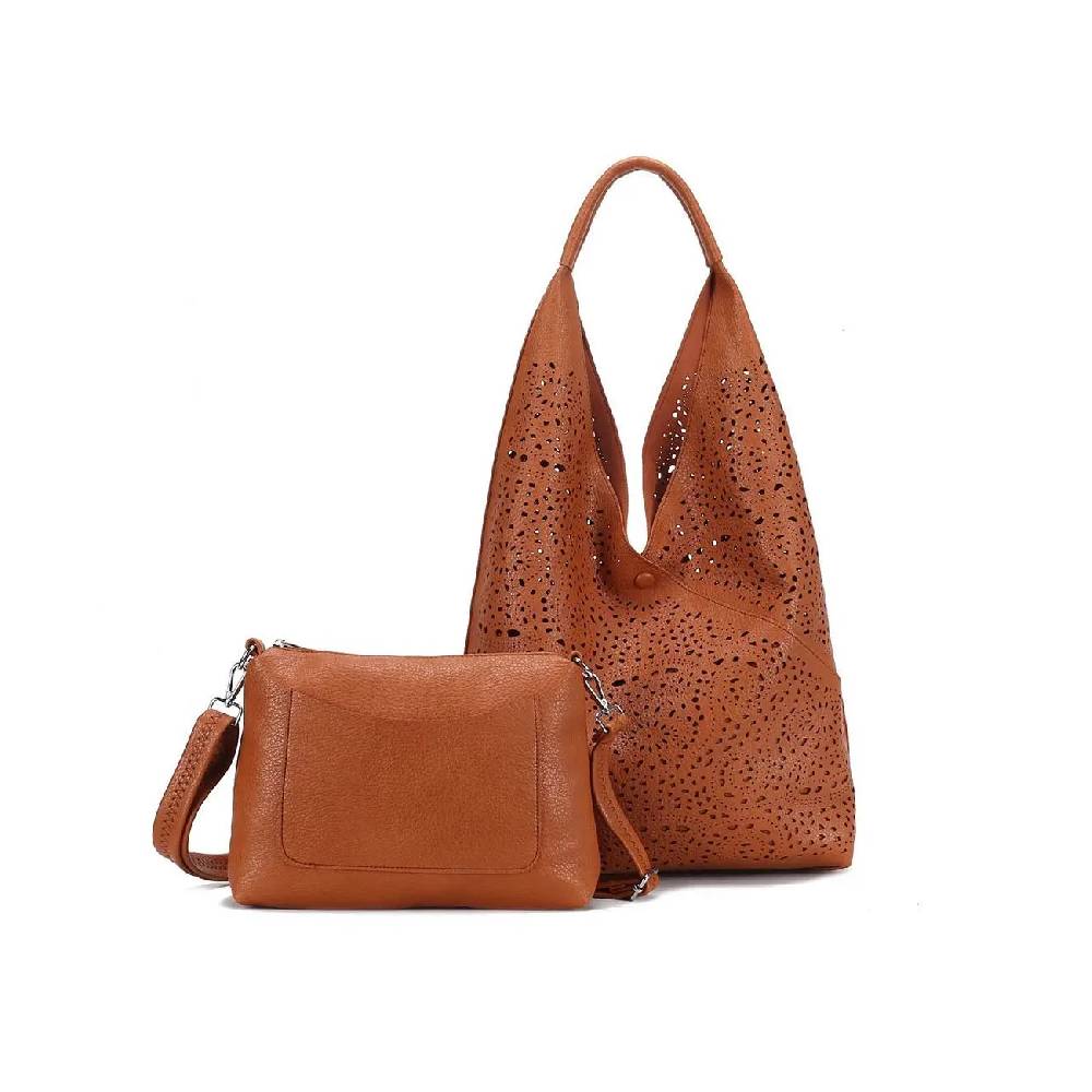 OBC DAMEN TASCHE XXL SET 2in1 Shopper Hobo Bag Schultertasche Cross Over Body Bag Umhängetasche Beuteltasche Handtasche Leder Optik Wochenangebot