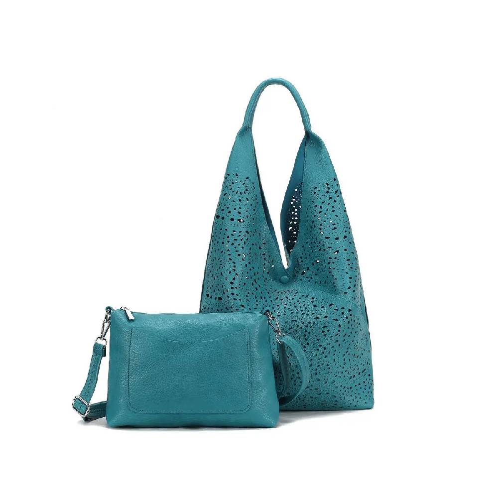 OBC DAMEN TASCHE XXL SET 2in1 Shopper Hobo Bag Schultertasche Cross Over Body Bag Umhängetasche Beuteltasche Handtasche Leder Optik Wochenangebot