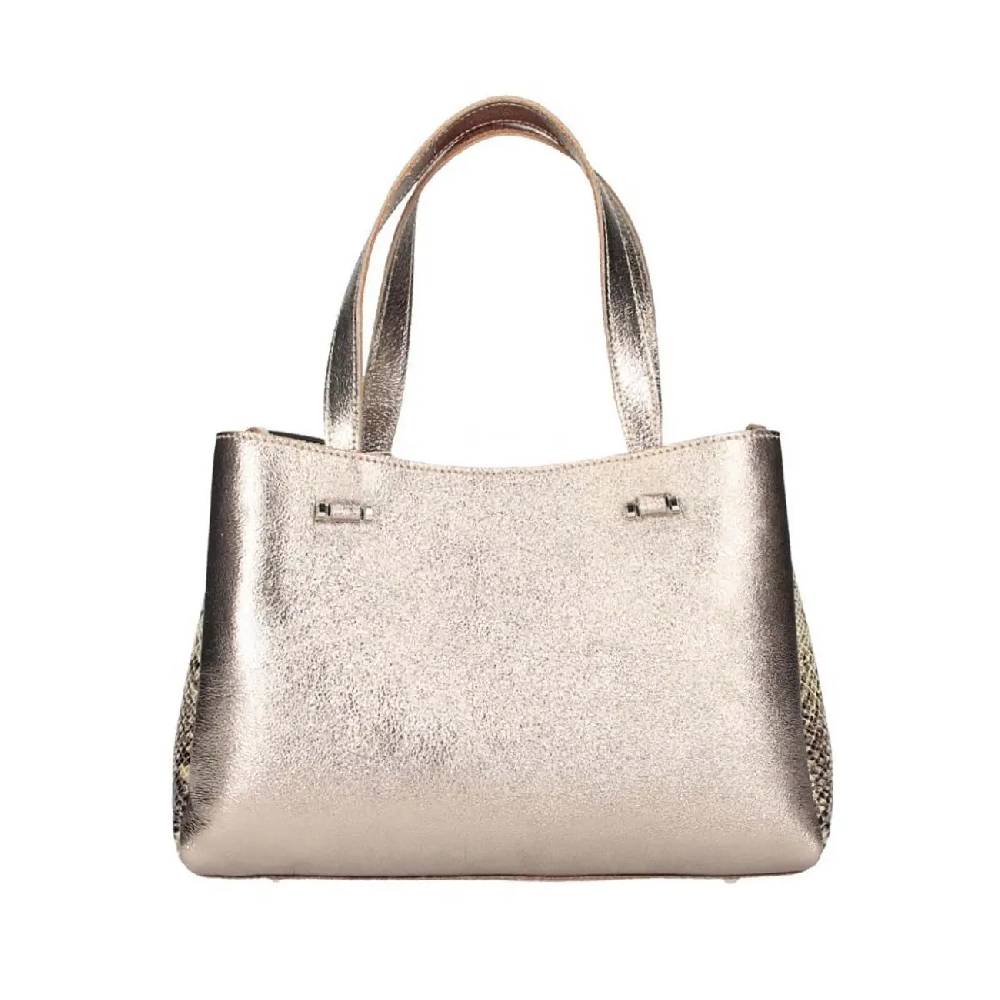 Made in Italy DAMEN LEDERTASCHE Shopper Schultertasche Handtasche Umhängetasche Metallic Python Muster Letzte 2 Tage