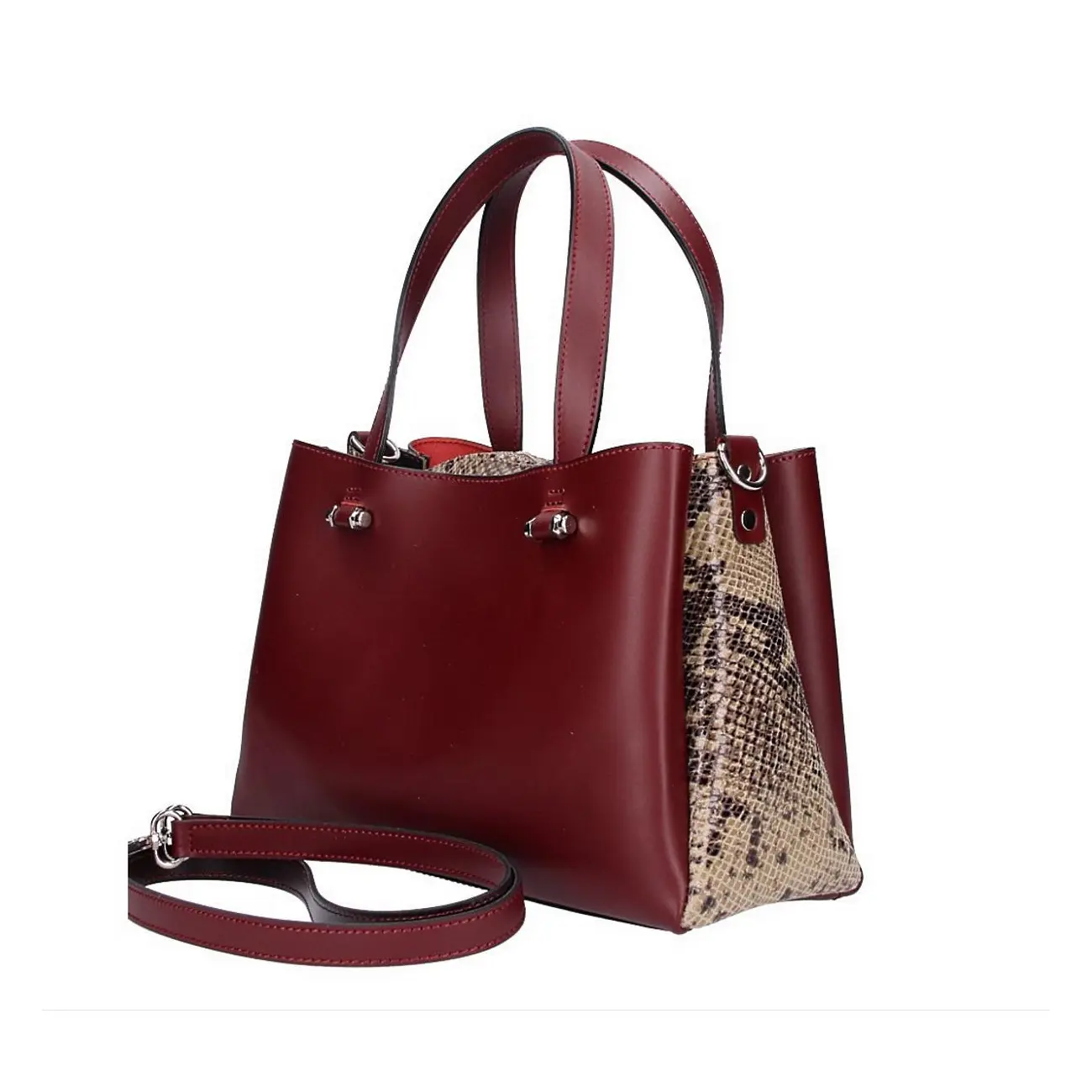 Made in Italy DAMEN LEDERTASCHE Shopper Schultertasche Handtasche Umhängetasche Metallic Python Muster Letzte 2 Tage