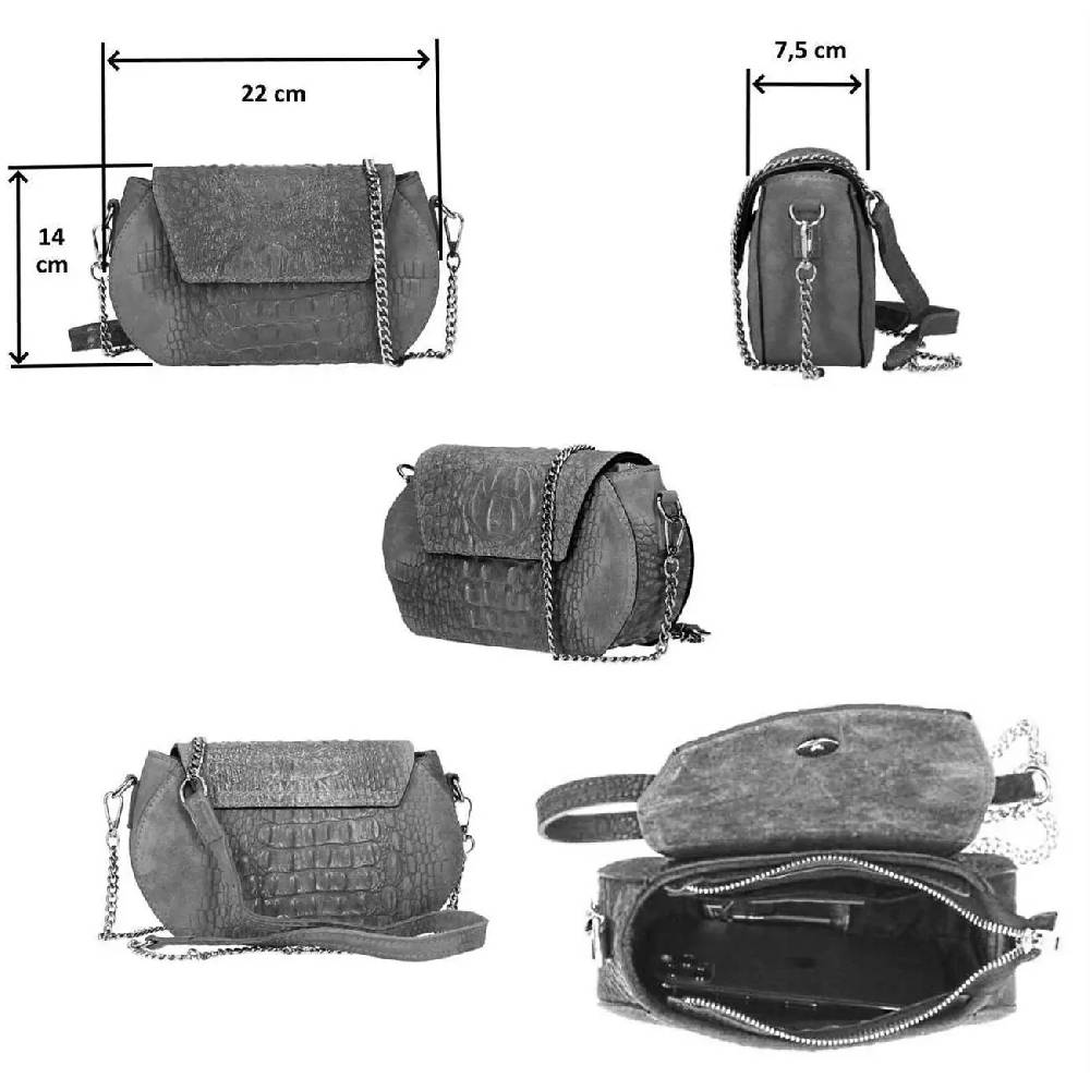 OBC Made in Italy Damen Leder Tasche Kroko Prägung oder Glattleder Umhängetasche Clutch Wildleder Handtasche Ledertasche Schultertasche Clearance-Verkauf