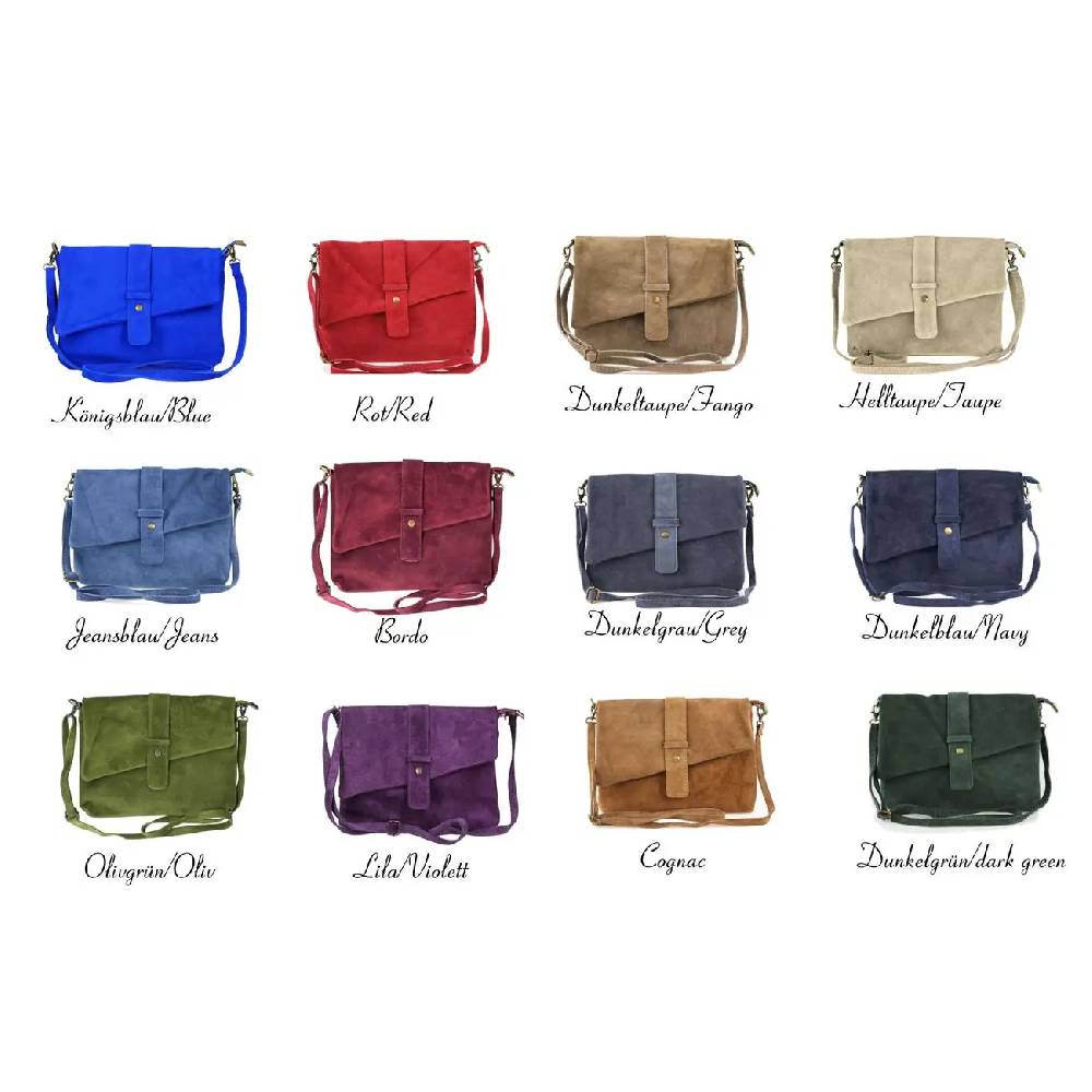 OBC Made in Italy DAMEN LEDER TASCHE Schultertasche Messenger Bag Wildleder Handtasche Umhängetasche Ledertasche Bodybag CrossBody CrossOver Kostenloser Versand international