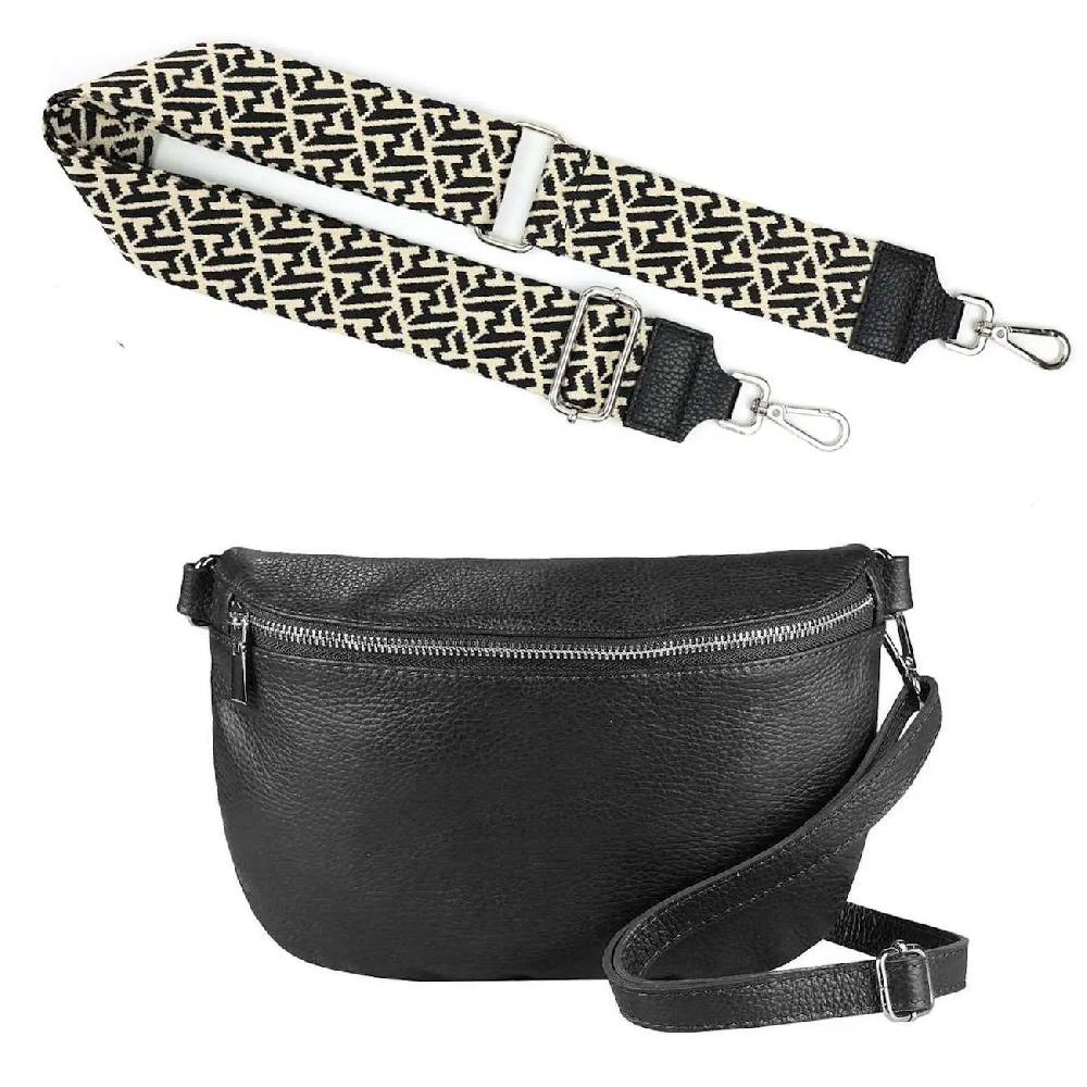 Made in Italy OBC DAMEN SET Gürteltasche + Schultergurt LEDER Crossbody Hüfttasche Bauchtasche Umhängetasche Brusttasche CrossOver Bodybag Schultertasche Handytasche Geldtasche Tasche Kosmetiktasche Limitierter Zeitrabatt