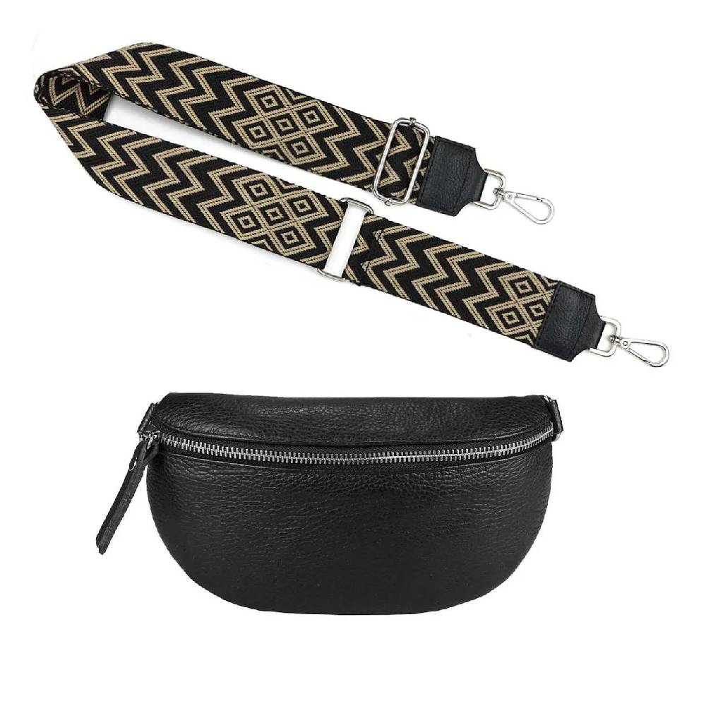 Made in Italy OBC DAMEN SET Gürteltasche + Schultergurt LEDER Crossbody Hüfttasche Bauchtasche Umhängetasche Brusttasche CrossOver Bodybag Schultertasche Handytasche Geldtasche Tasche Kosmetiktasche #1 Fabrik Onlineshop