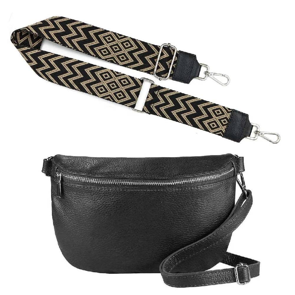 Made in Italy OBC DAMEN SET Gürteltasche + Schultergurt LEDER Crossbody Hüfttasche Bauchtasche Umhängetasche Brusttasche CrossOver Bodybag Schultertasche Handytasche Geldtasche Tasche Kosmetiktasche #1 Fabrik Onlineshop