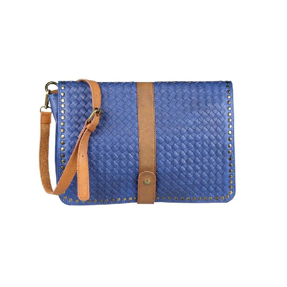 OBC DAMEN Flecht Nieten TASCHE Cross-Over Schultertasche Handtasche Umhängetasche Messenger Bag Leder Optik Sonderangebot