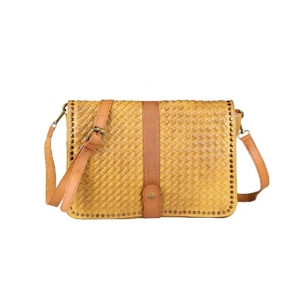 OBC DAMEN Flecht Nieten TASCHE Cross-Over Schultertasche Handtasche Umhängetasche Messenger Bag Leder Optik Sonderangebot
