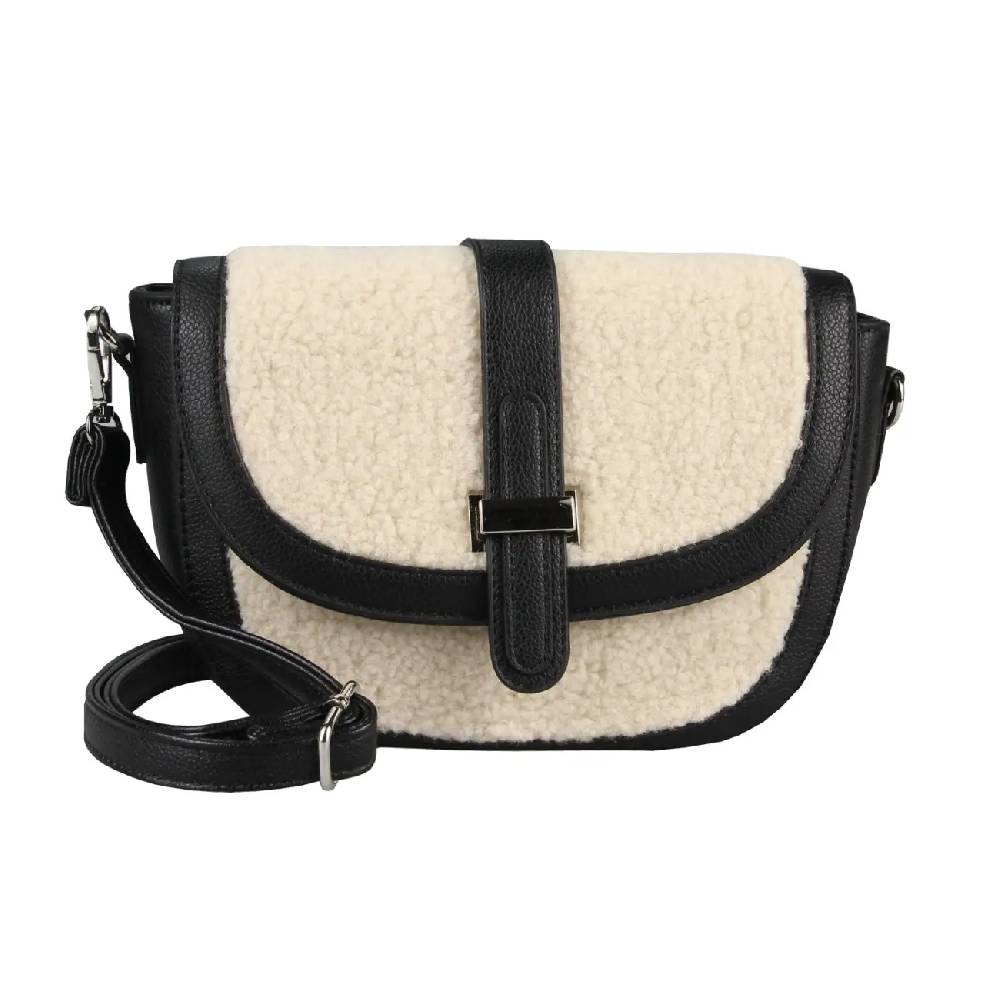 Damen Teddyfell Tasche Schultertasche Crossbody Kunstfell Umhängetasche CrossOver Überschlagtasche Bodybag Pelz Fell Plüsch Saisonschlussverkauf